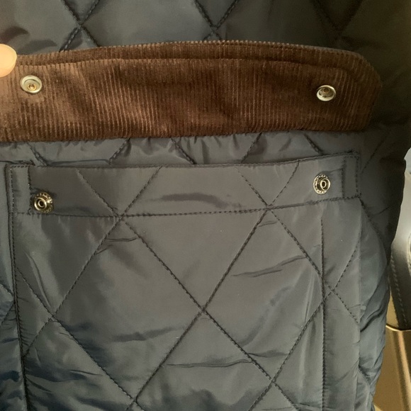 NWT Magaschoni Unisex Navy Chocolate Quilted Jacket with Brown Collar - Picture 3 of 8